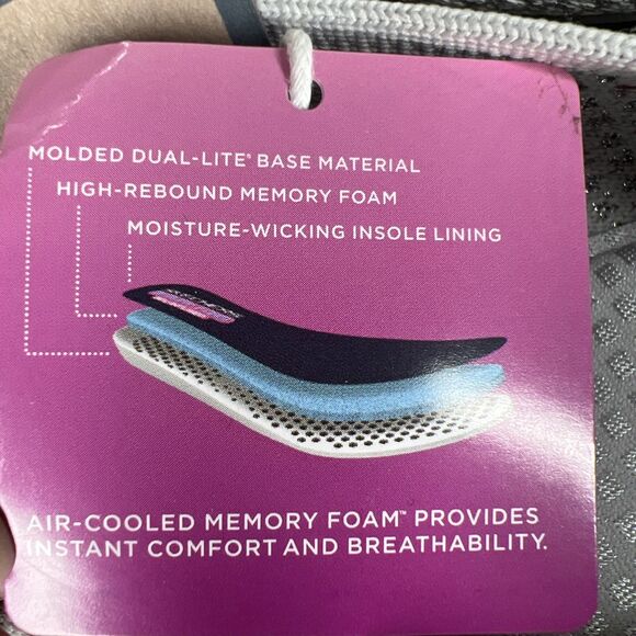 Sketchers NEW Cleo Point Ballet Flats Womens 7 Memory Foam Shoes Silver Bow - Picture 10 of 11